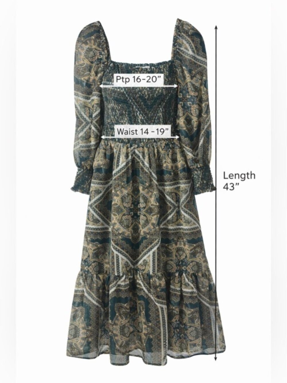 Apricot Paisley Mini Dress Green Size 6 Boho Cottagecore Festival Vacation Chic - Picture 3 of 16